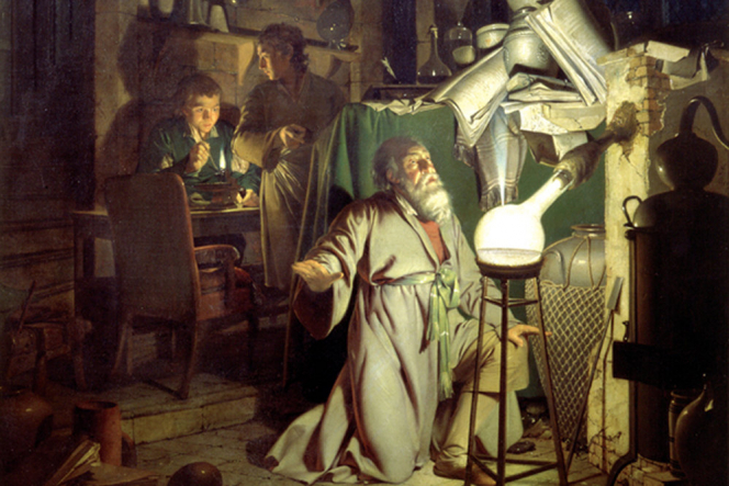 Joseph Wright of Derby – The Alchemist Discovering Phosphorus (1771)
